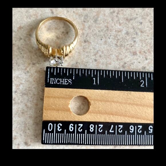 LIND 14K HGE Cubic Zirconia Vintage Costume Engagement Ring - Picture 15 of 16